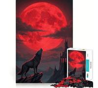 Puzzle Loup Hurlant Château de la Lune 1000 Pièces Adultes Jeu de Concentration Découpe Laser de qualité supérieure Activité Amusante en Famille Activité Nocturne (38x26cm)