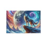 Puzzle Loup hurlant galaxie lune robuste 2 mm Pièces de puzzle amusantes activités familiales 500 pièces