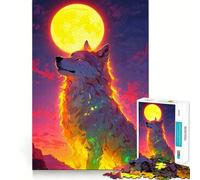 Puzzle Loup Hurlant Lune 1000 Pièces Jeu de Réflexion Qualité Premium Découpe Laser Activité Absorbante pour des Soirées Calmes (38x26cm)