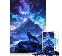 Puzzle Loup Hurlant sous Les Étoiles pour Adolescents 1000 Pièces Jeu de Détection des Capacités Mentales Découpe Laser pour Un Assemblage Parfait Exercice Mental Calme à la Maison (38x26cm)