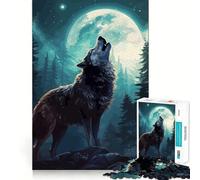 Puzzle Loup Hurlement pour Adultes 1000 Pièces Stimule la Concentration Jeu Amusant Taille Uniforme Pièces Précises Activité de Renforcement des Liens Sociaux (38x26cm)
