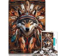 Puzzle Loup Indien 1000 pièces pour Adultes, Difficile à compléter mais Amusant et Humoristique avec Affiche et fiche de Questions-réponses Assorties 38x26cm