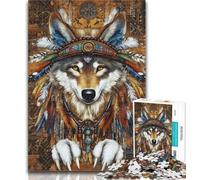 Puzzle Loup Indien 1000 pièces pour Adultes et Adolescents, Anti-Stress, défi Difficile, renforce l'amour Entre Couples 50x75cm