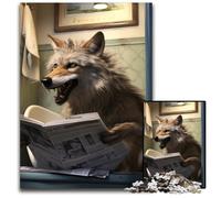 Puzzle Loup lisant Un Journal 1000 pièces Puzzle Impossible pour Adultes Parfait pour Les Adolescents et Les collectionneurs,Décoration idéale pour la Maison et Cadeau de Voyage 50x75cm