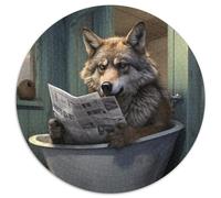 Puzzle Loup lisant Un Journal pour Adultes Puzzles de 1000 pièces pour Adultes Cadeau Parfait pour Les Parents, Les Amoureux, Les Amis - 14 Ans et Plus 67,5 x 67,5 cm