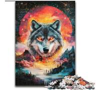 Puzzle Loup Lumineux Coloré 1000 Pièces pour Adultes, Cadeaux, Modèle Assemblé, Offrez-en Un Cadeau à Toute la Famille, Convient aux Adultes de 14 Ans et Plus (26x38cm)