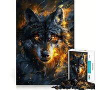 Puzzle Loup Majestueux Animal 1000 Pièces à Recomposer Amusant Jeu sans Bavures Pièces Découpées Nettement Précises Jeu Portable et Pratique pour Les Voyages (38x52cm)