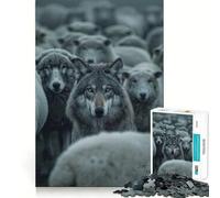 Puzzle Loup Mouton Créatif Adultes 1000 Pièces Jeu de Concentration Mentale Qualité Premium Découpe Laser Activité Amusante en Famille Activité Nocturne (38x26cm)