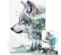 Puzzle Loup Nature 1000 Pièces Jeu de réflexion Amusant Conception sans Espace Emboîtement Parfait pour Les réunions de Famille (38x26cm)
