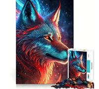 Puzzle Loup Néon Mystique pour Adolescents 1000 Pièces Jeu de Réflexion Anti-Stress Découpe Premium Cadeau Exceptionnel (50x75cm)