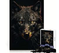 Puzzle Loup Noir en Or 1000 Pièces pour Adolescents Cadeau Sensuel et Détente 38x52cm