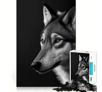 Puzzle Loup Noir et Blanc 1000 pièces Jeu de réflexion Amusant Pièces précises et Parfaitement ajustées Activité relaxante en Groupe à l'intérieur (38x26cm)
