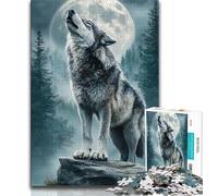 Puzzle Loup Noir et Blanc 1000 Pièces pour Adultes, Jeu Familial Anti-Stress, Défi Difficile, Collection Artistes, Beaux-Arts (50x75cm)