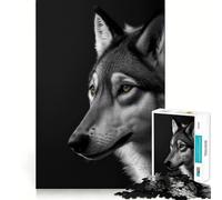 Puzzle Loup Noir et Blanc Adultes 1000 Pièces Jeu de Réflexion Exercice Jeu d'exercice sans Espace Ajustement Parfait Activité de Lien à Partager avec Les Êtres Sociables (38x52cm)