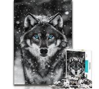 Puzzle Loup Noir et Blanc pour Adolescents, Puzzle 1000 pièces, Difficile à Compléter, mais Amusant et Humoristique, Décoration d'Intérieur Unique et Cadeaux 50x75cm