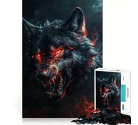 Puzzle Loup Noir Sauvage 1000 Pièces Jeu de Mémoire Découpe Laser de Qualité Premium Activité Absorbante pour des Soirées Calmes (38x52cm)