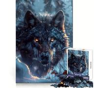 Puzzle Loup Noir Sauvage dans la Neige pour Adolescents 1000 Pièces Stimulation de la Mémoire Distraction Douce Construction Solide Cadeau de Vacances (38x52cm)