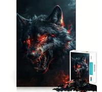 Puzzle Loup Noir Sauvage et Maléfique 1000 Pièces Jeu Cognitif Amusant Structure à Emboîtement Précise Activité de Renforcement des Liens familiaux (50x75cm)