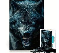 Puzzle Loup Noir Sauvage pour Adolescents 1000 Pièces Jeu de Stimulation Mentale Pièces Nettement Découpées sans Bavures Facile à Apprendre Amusant en Famille (38x52cm)