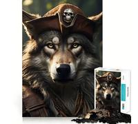 Puzzle Loup Pirate Amusant pour Adolescents 1000 Pièces Jeu de Stimulation Mentale Pièces Nettement Découpées Facile à Apprendre Amusant en Famille (50x75cm)