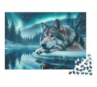 Puzzle Loup pour Adultes 1000 Pièces | Papier Recyclé Loup Se Repose près d'un Lac Glacé Puzzle Impossible et Décoration Maison 52x38cm/1000pcs