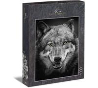 Puzzle Loup: Puzzle 1000 pièces - Loup Gris en Portrait Animalier