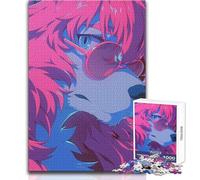 Puzzle Loup Rose à Lunettes de Soleil 1000 Pièces pour Adolescents - Jeu Ludique et Éducatif - Cadeau Unique pour Fêtes et Attentes - Dimensions:50x75cm