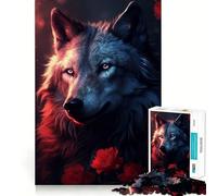 Puzzle Loup Rose Rouge Magique 1000 Pièces Jeu Stimulant Le Cérébral Ajustement Parfait Divertissement Confortable à l'Intérieur pour Tous (38x26cm)