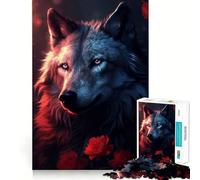 Puzzle Loup Rose Rouge Magique 1000 Pièces pour Adolescents Jeu de Train Cognitif Zéro Espace Ajustement Parfait Compact et Amusant pour des Jeux en Famille (38x52cm)