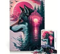 Puzzle Loup Rose Splash pour Adolescents 1000 Pièces Concentration, Détente, Emboîtement, (50x75cm)