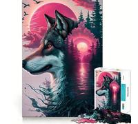 Puzzle Loup Rose Splash pour Adolescents 1000 Pièces Jeu de Stimulation Mentale Pièces Découpées Nettes Facile à Apprendre Amusant en Famille (38x26cm)