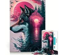Puzzle Loup Rose Splash pour Adultes 1000 pièces Stimule la Concentration Jeu Amusant Taille Uniforme Pièces précises Activité de Partage idéale pour Les Proches (50x75cm)