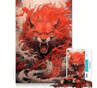 Puzzle Loup Rouge Difficile pour Adultes 1000 Pièces Jeu Intellectuel Moment de Détente Découpe de Qualité Cadeau Exquis (50x75cm)