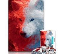 Puzzle Loup Rouge et Blanc pour Adultes et Adolescents, Aidez Le Cerveau à Exercer des Jouets Addictifs pour Cultiver la Patience et l'Interaction Parent-Enfant (38x26cm)