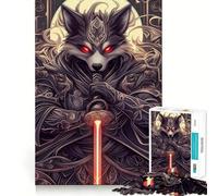 Puzzle Loup Samouraï avec Sabre Laser Rouge 1000 Pièces Jeu de Réflexion Amusant Pièces Imbriquées Parfaitement Parfaites Cadeau d'anniversaire Casse-tête (50x75cm)