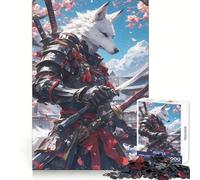 Puzzle Loup Samouraï sous Sakura 1000 Pièces pour Adolescents Stimulation Mentale Distraction Douce Assemblage Ferme Cadeau de Vacances (50x75cm)
