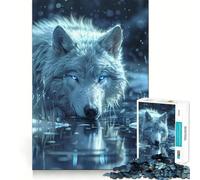 Puzzle Loup Sauvage dans la Neige pour Adolescents 1000 pièces,Jeu de réflexion Amusant,Connexion Fluide et agréable,Une façon captivante de Passer Le Temps (50x75cm)