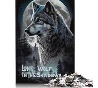 Puzzle Loup Solitaire dans l'ombre 1000 Pièces Puzzles en Papier Adaptés aux Adultes et aux Plus de 18 Ans Puzzle Casse-Tête 38x26cm/1000pcs
