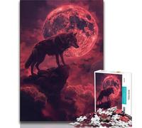 Puzzle Loup sous la Lune de Sang 1000 pièces, Aide Le Cerveau à exercer des Jouets addictifs pour cultiver la Patience, Jeu de défi Unique 50x75cm