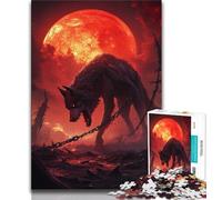 Puzzle Loup sous la Lune de Sang 1000 pièces pour Adolescents, Aide Le Cerveau à exercer des Jouets addictifs pour cultiver la Patience et l'interaction Parent-Enfant 50x75cm