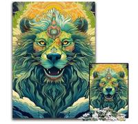 Puzzle Loup Vert 1000 Pièces Puzzle Impossible pour Adultes Décoration Intérieure Colorée & Jeu Familial Interactif, 26x38cm/10,23x14,96 Pouces