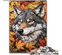 Puzzle Loups et Feuilles Mortes pour Adolescents 1000 Pièces, Jeu de Famille et de Défi avec Affiche et Fiche de Trivia 50x75cm