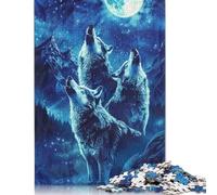 Puzzle Loups hurlants sur la Montagne, Puzzle rectangulaire en Carton 100% recyclé de qualité supérieure, pour Femmes et Hommes, Cadeau Unique, 1 000 pièces (75 x 50 cm)