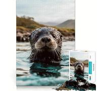 Puzzle Loutre Animal Sauvage 1000 Pièces pour Adolescents Stimulation Cérébrale Joie Familiale Bordure Parfaite Cadeau Souvenir (50x75cm)