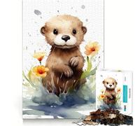Puzzle Loutre Aquarelle 1000 pièces pour Adolescents Stimule l'esprit Ajustement Parfait Loisirs captivants pour des Moments de détente à la Maison (50x75cm)