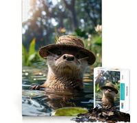 Puzzle Loutre au Chapeau de Paille 1000 pièces Jeu de réflexion apaisant Découpe de précision Pièce de Collection (50x75cm)