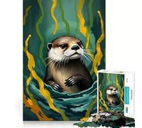 Puzzle Loutre dans Les Algues pour Adultes 1000 Pièces Jeu de Logique Fin Jeu Détente Bordures Soignées Pièce d'art (50x75cm)