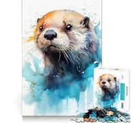 Puzzle Loutre de mer Aquarelle pour Adolescents,1000 pièces,Jeu Stimulant l'esprit,Assemblage sécurisé et Solide,activité de Partage en Famille (38x52cm)