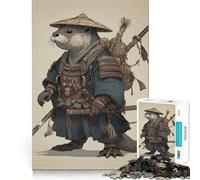 Puzzle Loutre Samouraï Guerrier pour Adolescents 1000 Pièces Jeu de Logique Solide Silencieux Bords Clairs Cadeau Élégant (38x52cm)