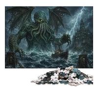 Puzzle Lovecraft Mythe en Bois 300 Pièces, Cadeau pour Fans de Puzzle